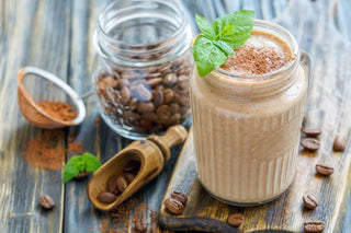 breakfast coffee smoothie on a table