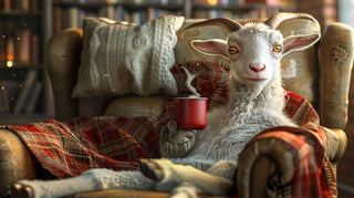 a goat drinking coffee. Obviously.