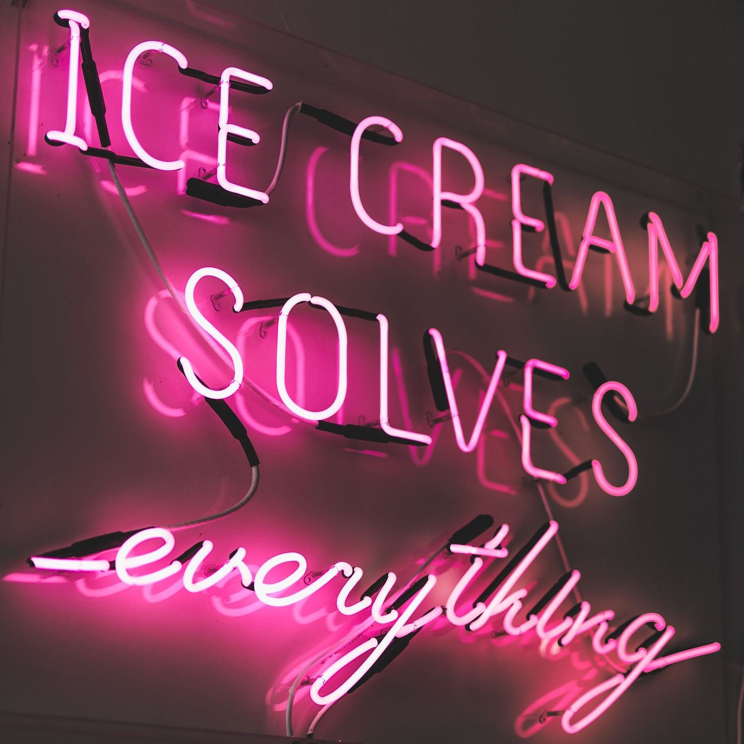 Ice cream solves everything neon sign