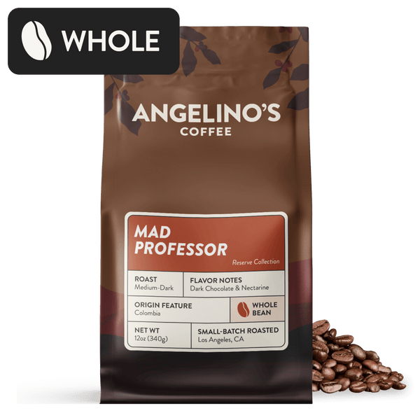 Angelino's Mad Professor - Medium-Dark Roast Reserve 12oz Whole